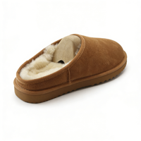 Chaussures d'intérieur douillettes en fausse fourrure marron, doublure thermique douce, semelle imperméable antidérapante, pour l'hiver/le printemps/le automne, personnalisables avec logo, vente en gros OEM/ODM