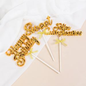 New Design 3D <strong>Gold</strong> Pink Blue <strong>Sweet</strong> One Baby Cake Topper <strong>Spanish</strong> Happy Birthday Plastic Cake Topper for Baby Cake Decoration - Product Image 1