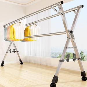 Stendibiancheria Pieghevole a Doppio Ripiano con Telaio a X in Acciaio Inox <span class=keywords><strong>per</strong></span> Interni ed Esterni, Balcone e Camera da Letto - Product Image 1