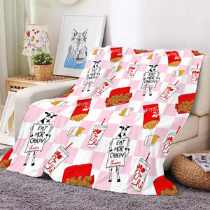 Couverture en peluche personnalisable à motif poulet frit pour restauration rapide, douce et moelleuse, pour canapé de salon ou voyage, vente en gros - Product Image 2