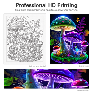 Peinture par numéros moderne 40x50cm, paysage champignon, kit de peinture par numéros, décoration de la maison pour adultes, design de dessin animé de style européen - Product Image 5