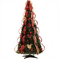 Sapin de Noël pliable en plastique AYOYO avec lumières LED blanc chaud, écologique, léger, décoration intérieure, base de support