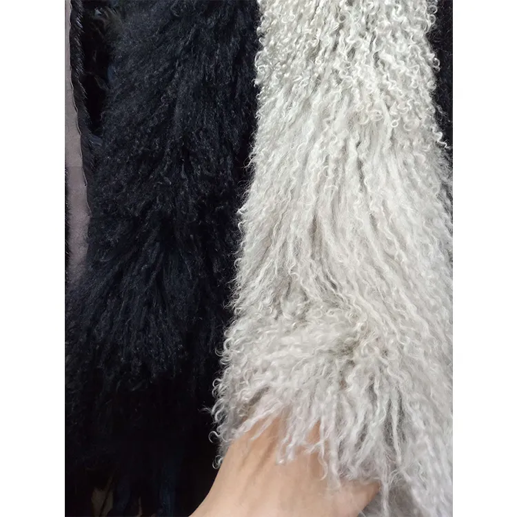 Длинные вьющиеся волосы из овечьей шерсти/монгольская меховая пластина из овечьей шерсти/готовая овечья кожа