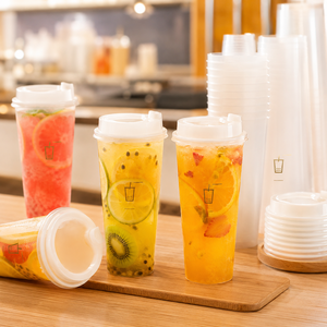 Gobelets en plastique PP personnalisés de 90 mm pour vente en gros, plusieurs capacités, jetables, pour jus de boba, thé au lait, pour marques à emporter - Product Image 3