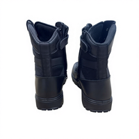 Sepatu Taktis Datar Anti-Selip Penyerap Guncangan Bernapas untuk Musim Panas dan Dingin dengan Ritsleting di Pergelangan Kaki, Bahan Kulit Sapi Full Grain Berkualitas Tinggi