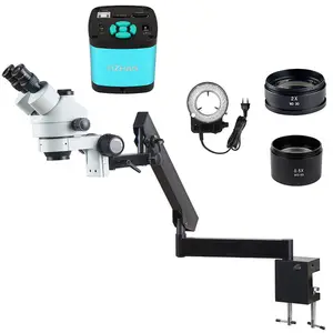 مجهر ثلاثي العين 3.5X-90X موضوعي صناعة x مسافة عمل كبيرة لإصلاح الكاميرا التعليمية المتنقلة 4k