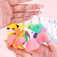 Porte-clés mousquetons 3D en alliage, caoutchouc et silicone, motif fesses de dessin animé, amusants, anti-stress et légers – Vente chaude