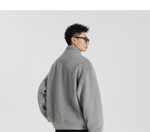 <span class=keywords><strong>Giacca</strong></span> Corta da <span class=keywords><strong>Uomo</strong></span> <span class=keywords><strong>in</strong></span> Misto Lana <span class=keywords><strong>Tweed</strong></span> - Vestibilità Comoda con Colletto Rialzato, Cappotto alla Moda - Product Image 3