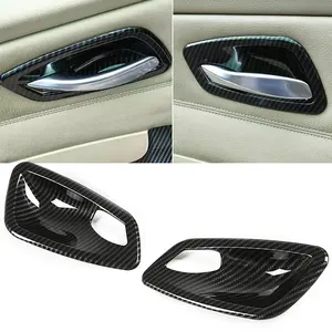 Remplacement de garniture de couvercle de bol de poignée d'ouverture de panneau de porte intérieure en Fiber de carbone pour BMW E90 2005 2006 2007-2012