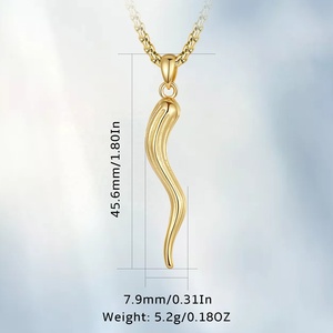 Gioielli di moda di alta qualità 925 <span class=keywords><strong>argento</strong></span> Sterling 18K placcato oro gioielli italiano <span class=keywords><strong>corno</strong></span> ciondolo <span class=keywords><strong>collana</strong></span> <span class=keywords><strong>con</strong></span> scatola d'oro a catena - Product Image 2