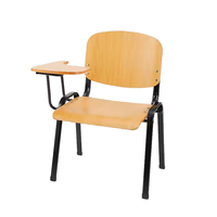 Chaise d'étudiant avec tablette d'écriture, siège en contreplaqué, chaise de formation pour auditorium, chaise de classe avec cadre en acier noir