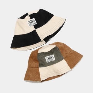Chapeau Bob de Pêcheur en Coton Corduroy Bicolore Noir et Camel, Personnalisable à Faible MOQ, Offre Promotionnelle, Vente Chaude - Product Image 4