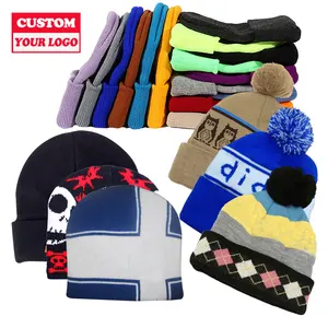 Personalizar Logo Pu parche bordado de punto de lana Woolie fabricantes bebé sombrero impreso invierno Beanie sombreros bufanda guantes Conjunto