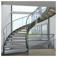 Escalier Circulaire Courbé Moderne Personnalisé pour Intérieur, Marches Antidérapantes en Bois Massif, Idéal pour Villas de Luxe, Projets Résidentiels et Commerciaux