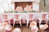 Ballons d'anniversaire de 12 pouces en or rose avec confettis, ballons en latex avec ruban or rose pour la décoration de fête, de mariage et de fête prénuptiale