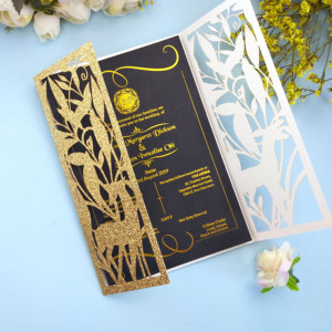 New Arrival Laser Cut mời Hollow Out Deer lời mời với phong bì DIY Nguồn cung cấp bên <span class=keywords><strong>engagement</strong></span> Thiệp mời đám cưới - Product Image 3