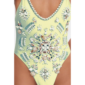 Damen-Badeanzüge Handgefertigte Perlen-Bademode Zweiteiliges Set Handbestickter Bikini Strandkleidung Maßgefertigter Muschel-Perlen-Bikini-Anzug - Product Image 5