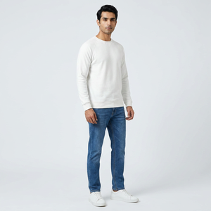 Sweat-shirt uni à col rond pour hommes, coupe régulière, meilleure vente en gros, taille personnalisée, en coton mélangé, livraison DDP - Product Image 1