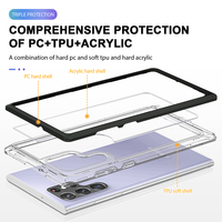 Coque de téléphone transparente en acrylique antichoc pour S22 ultra, 3 en 1, coque de téléphone transparente en PC TPU pour Samsung Galaxy S22 S21