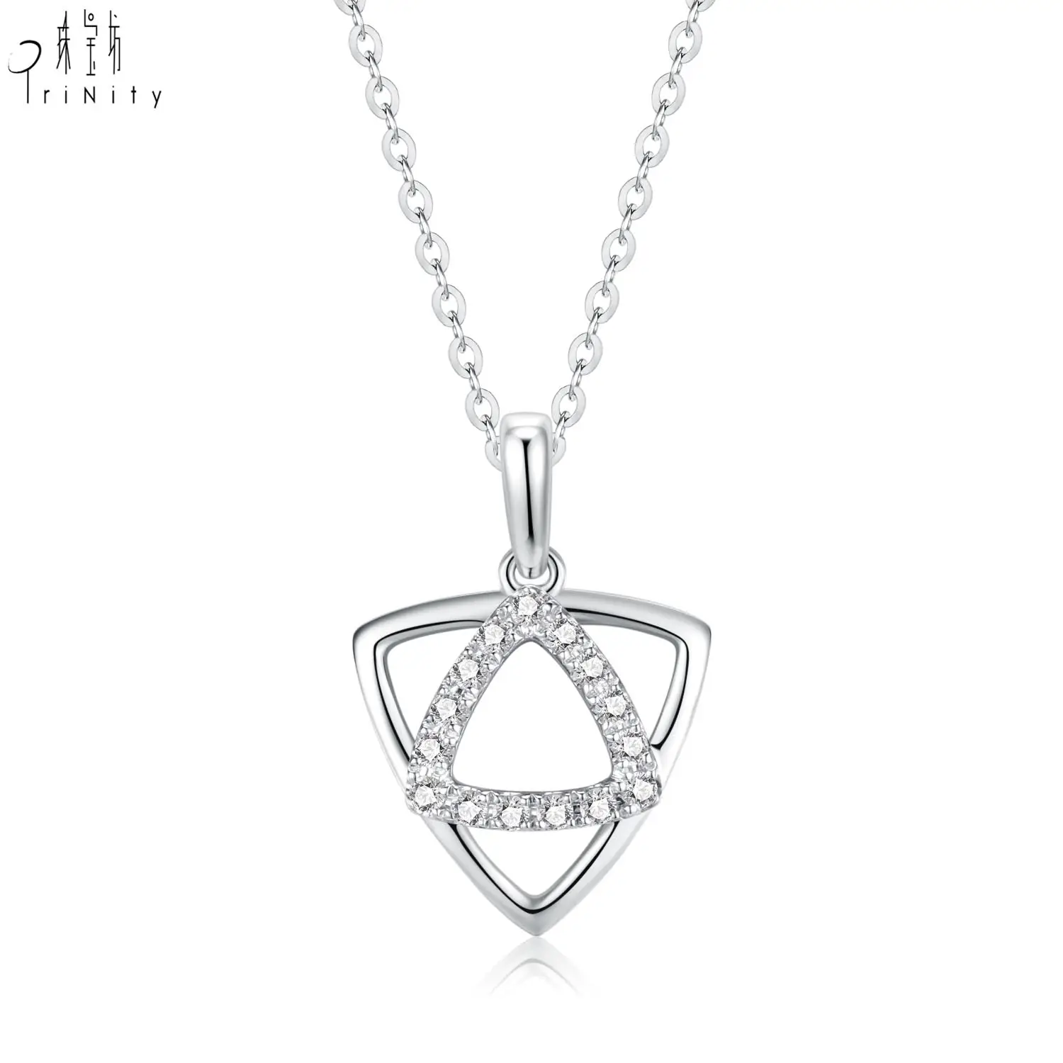 Necklaces For Women Trendy Unique Necklace Jewelry Set 18K Rose Gold Diamond Triangle Pendant Necklace For Women