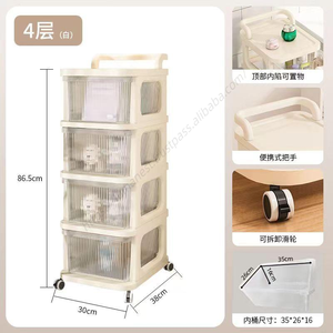 Étagère de rangement domestique en gros, meuble de rangement pour jouets d'enfants, étagère mobile avec roulettes, conteneur en plastique - Product Image 5