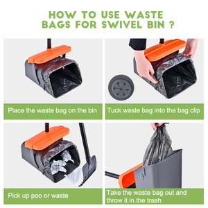 Tempat Sampah putar <span class=keywords><strong>Pooper</strong></span> & sapu kapasitas besar pegangan panjang dapat diatur membersihkan limbah hewan peliharaan digunakan di rumput atau kerikil - Product Image 5