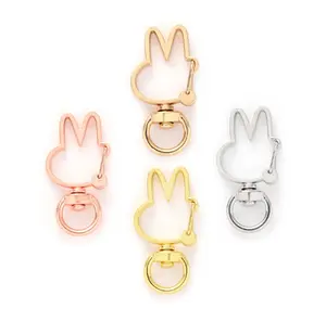 Hot Selling Bunny Rabbit Shape Keychain Rings Metal Snap Hook Spring Clasp