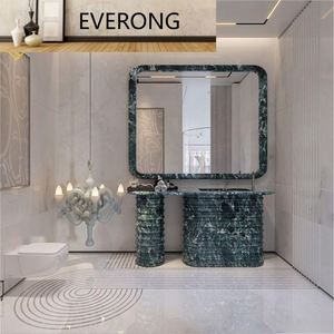 <span class=keywords><strong>Lavabo</strong></span> da Bagno Moderno in Marmo Verde Alpi Scanalato, Personalizzabile, Quadrato, Autoportante per Bagni di Hotel - Product Image 4