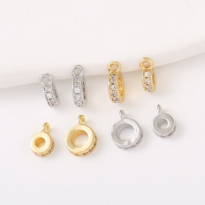 Zircon <b>Set</b> Round Pendant Spacer <b>Bead</b> 18K Gold Plated Jewelry Buckle DIY Bracelet Necklace Connector Findings Components - Product Image 2