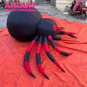 Araña Inflable Negra, Araña Inflable Personalizada con Rayas Rojas y Negras, Decoración de Jardín para Halloween - Product Image 6
