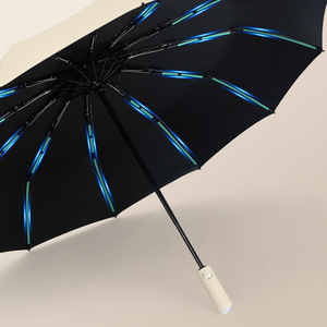 Paraguas para sol y lluvia, 48 varillas, 120 cm, apertura automática con botón, plegable en cuatro partes, diseño minimalista, para viaje, varillas de aleación, material de nailon. - Product Image 4