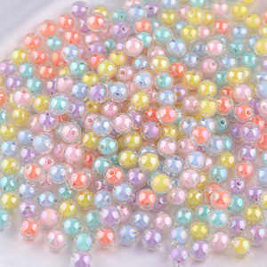 Cuentas redondas acrílicas de 8 mm con revestimiento UV, cuentas sueltas coloridas para hacer pulseras, suministros para hacer joyería DIY - Product Image 2