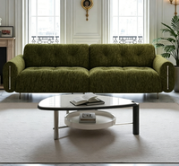 Nuevo Sofá Retro Bauhaus de Mediados de Siglo, Tapizado en Tela Chenille Verde, Cómodo y Suave para Sala de Estar