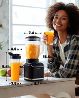 Licuadora de encimera de 4 programas con botón de pulso de taza portátil Frasco de vidrio de 52OZ Licuadora de batidos con hoja de acero inoxidable