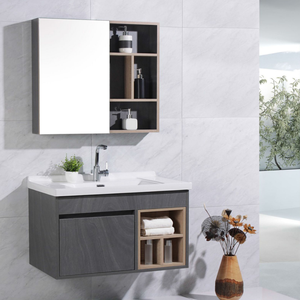 Lavabo en céramique de bonne qualité, évier, meuble de salle de bain au <span class=keywords><strong>sol</strong></span>, panneau écologique, vanité de salle de bain murale avec miroir - Product Image 1