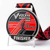 Médaille de finisseur de marathon personnalisée, en alliage de zinc argenté mat, émail souple, ronde, pour événements de course, souvenir