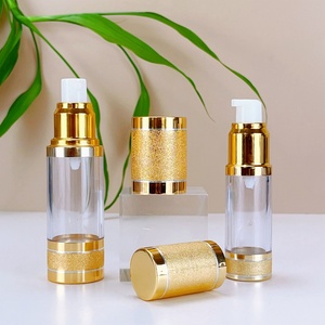 Wholesale 30ml 50ml 100ml Airless Lotion Bottle Electroplate Gold Silver Cosmetic Vacuum <b>Container</b> Empty Airless Bottle - Product Image 2
