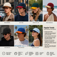 Gorra de Béisbol Personalizada al por Mayor, Estilo Dad Hat con Rayas y Bloques de Color, Vintage Retro Y2K, 100% Algodón, Visera en Contraste, Ajustable, Unisex