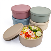 Boîte à lunch ronde en silicone réutilisable, récipient de stockage alimentaire écologique pour les repas quotidiens des enfants et des adultes, et l'emballage de bento pour les voyages