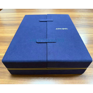 Custom Logo Navy Blue Microfiber Jewelry Packaging <b>Box</b> Luxury Necklace Ring Earring <b>Bracelet</b> Pendant Jewelry <b>Gift</b> <b>Box</b> Set - Product Image 5