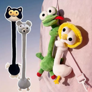 Cute long-necked animal plush keychain, cartoon doll bag charm, creative adorable pet <b>toy</b> gift - Product Image 2