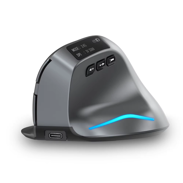 ZELOTES New F-26C Factory Direct Sales Ergonomic Design LED Screen 3200DPI Gaming Mouse Silent Wireless Vertical Mouse
