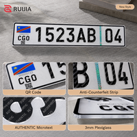 Plaque de véhicule RDC en plexiglas 3 mm avec motif de sécurité, code QR et finition réfléchissante