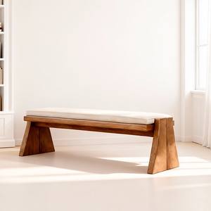 Banco de madera maciza de estilo japonés con cojín para entrada, dormitorio, sala de estar - Product Image 3