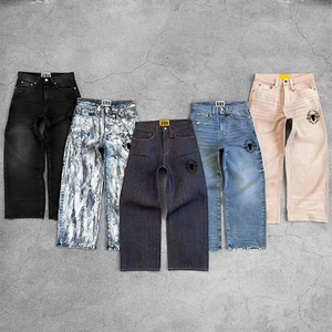 Jeans de Lujo para Hombre Talla Grande DiZNEW, Jeans de Diseñador con Logotipo Personalizado, Jeans Hombre de Corte Holgado, Jeans de Mezclilla Bordados y Plegados - Product Image 2