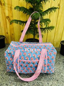 Bolsa de Viaje Grande de Algodón para Mujer, Bolsa de Lona Acolchada Hecha a Mano, Bolsas de Viaje con Estampado de Bloques, Bolsas de Mano - Product Image 5