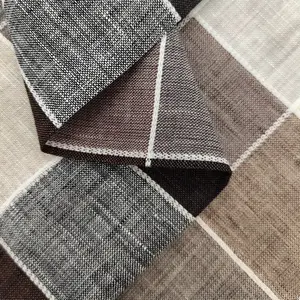Fornitore di tessuti di lino/cotone all'ingrosso 95% lino 5% cotone check plaid tessuti per camicie rotolo di tessuto tinto in filo per vestiti del vestito
