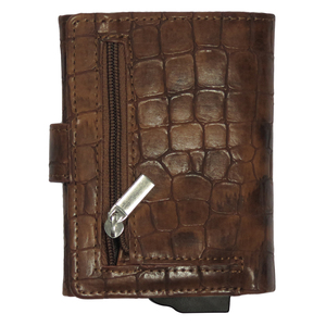 CardHoda Crocodile Leather <b>Wallet</b> <b>RFID</b> Blocking Short Fold Closure Unisex Card Holder Minimalist Design Brown Alligator Pattern - Product Image 5