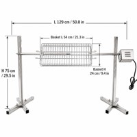 Kit de rôtissoire en acier inoxydable avec panier de cuisson motorisé et fourchettes pour agneau entier et grillades festives