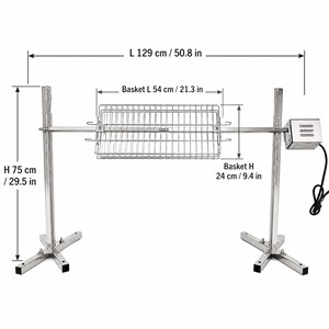 Kit <span class=keywords><strong>Girarrosto</strong></span> in Acciaio Inossidabile con Cestello Motorizzato e Forchette per Agnello Intero e Cottura per Feste BBQ - Product Image 3